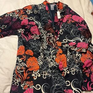 NWT long Chico’s reversible floral kimono L/XL
